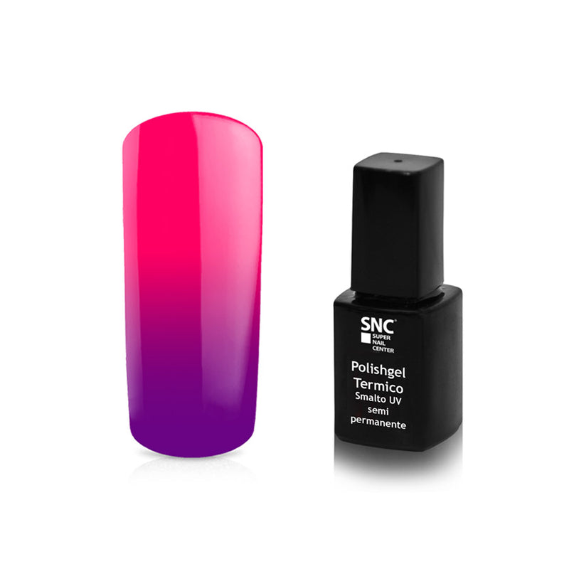 Foto di Smalto UV /LED semipermanente termico  colore Dark Violet-Pink con sfondo bianco, marchio SNC Super Nail Center