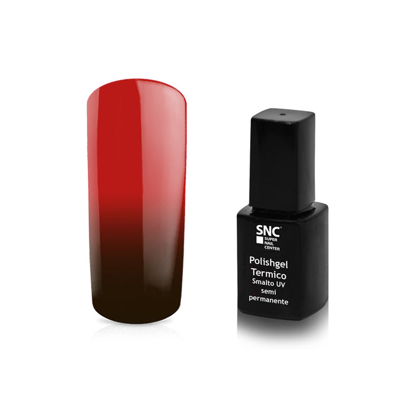 Foto di Smalto Termico UV/LED semipermanente colore Marrone-Rosso con sfondo bianco, marchio SNC Super Nail Center