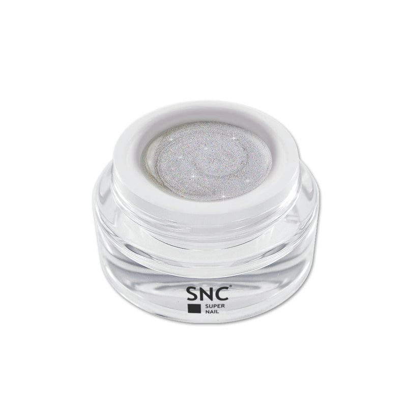 Foto di glitter color gel New Moon in barattolino di vetro da 5ml con sfondo bianco, marchio SNC Super Nail Center
