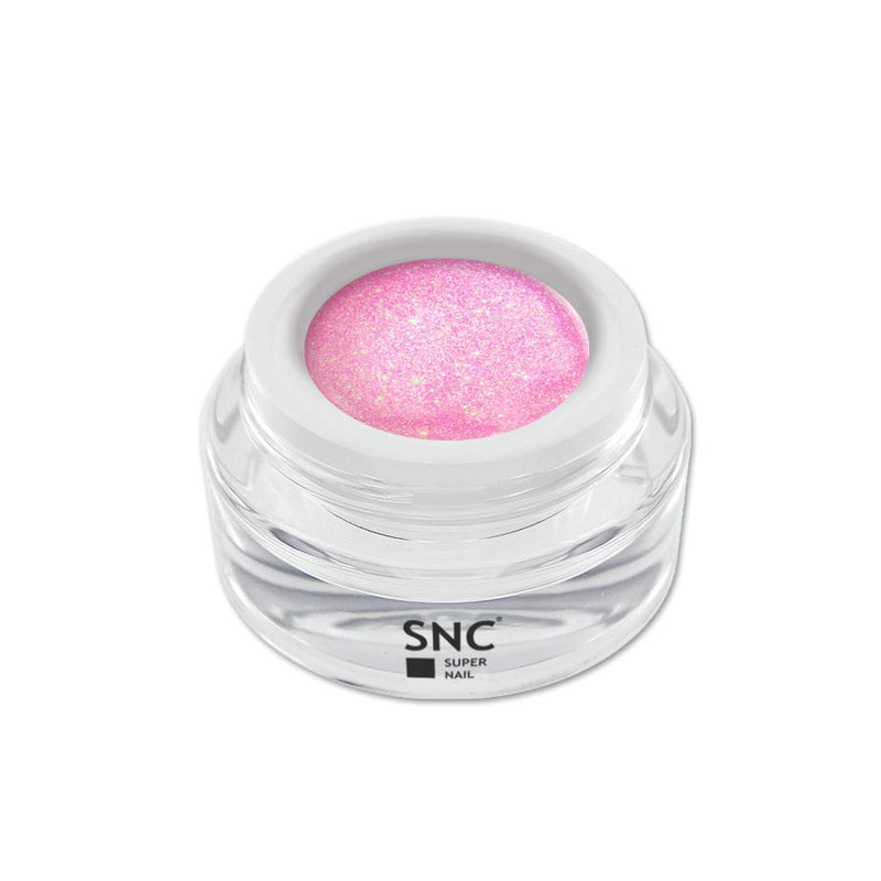 Foto di glitter color gel Pink in barattolino di vetro da 5ml con sfondo bianco, marchio SNC Super Nail Center