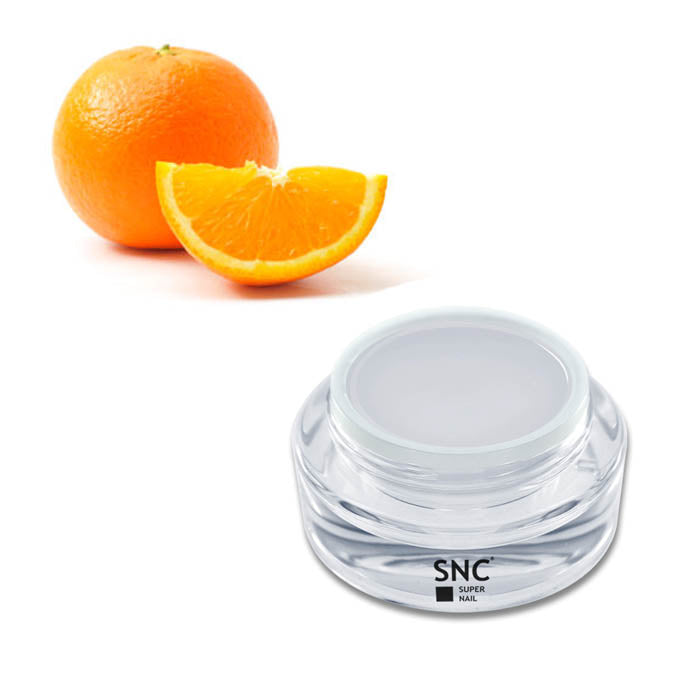 Foto di sigillante UV finale al profumo di Arancio da 15ml con sfondo bianco, marchio SNC Super Nail Center