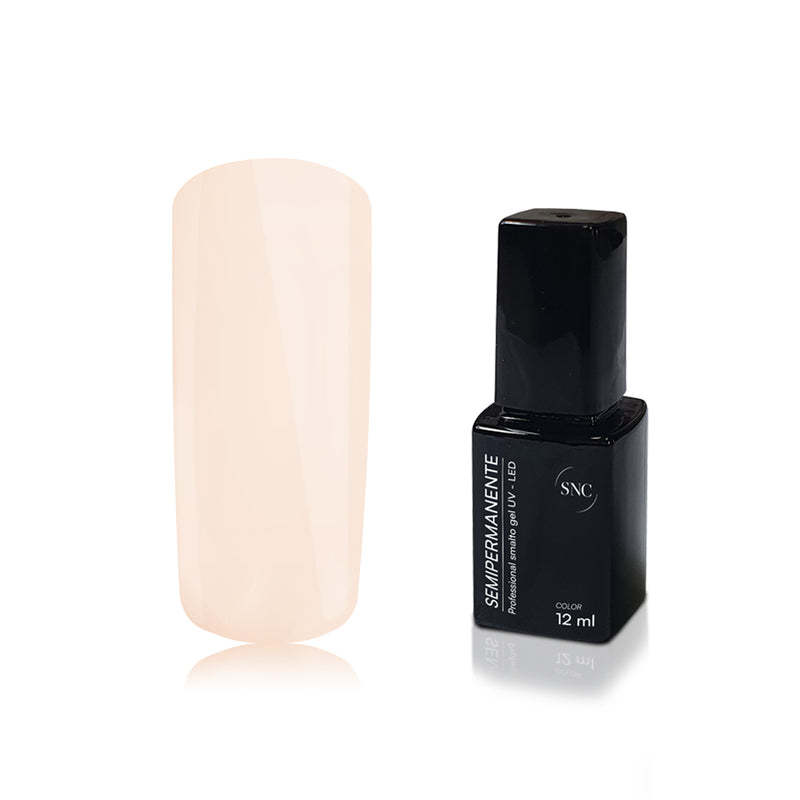 Foto di Smalto UV-LED semipermanente colore Innocence, rosa pallido con sfondo bianco, marchio SNC Super Nail Center