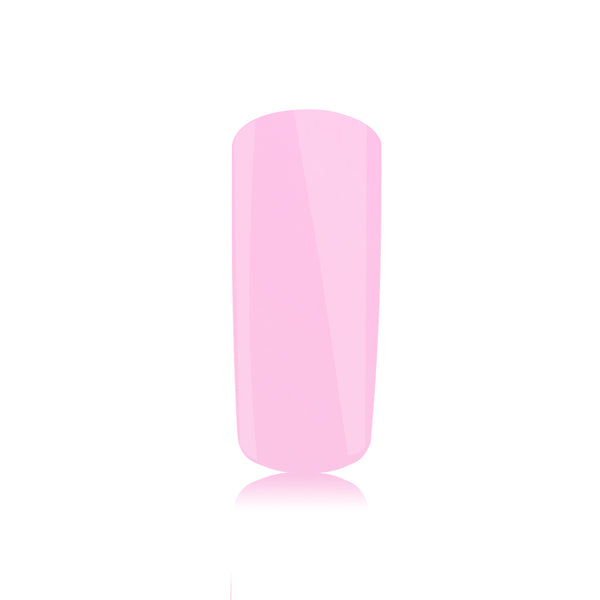 Foto di unghia dipinta con Smalto UV-LED semipermanente colore Peony Pink rosa pastello con sfondo bianco, marchio SNC Super Nail Center