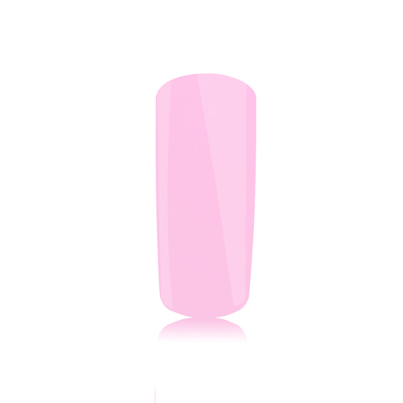 Foto di unghia dipinta con Smalto UV-LED semipermanente colore Peony Pink rosa pastello con sfondo bianco, marchio SNC Super Nail Center