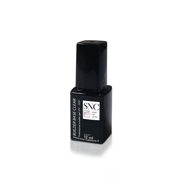 Foto di builder rubber base bonder clear da 12ml con sfondo bianco, marchio SNC Super Nail Center