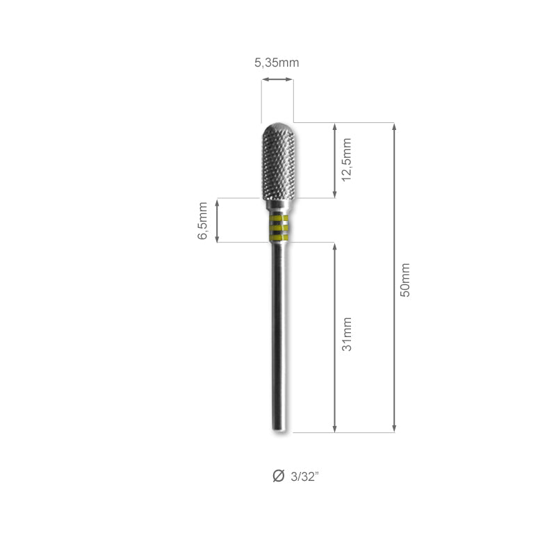 Specifiche e dettagli PUNTA professionale CARBURO DI TUNGSTENO CARBIDE CILINDRICA STONDATA, frese, punte e cilindrini unghie gel. acrygel ed acrilico, marchio SNC Super Nail Center