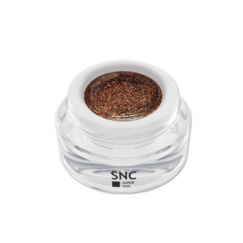 Foto di glitter color gel Coffee Copper in vasetto da 5ml con sfondo bianco, marchio SNC Super Nail Center
