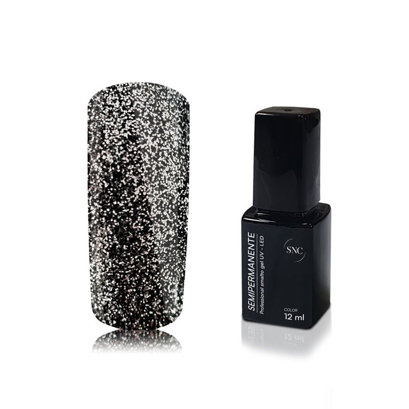 Foto di Smalto UV-LED semipermanente polishgel colore Interstellar glitter con sfondo bianco, marchio SNC Super Nail Center