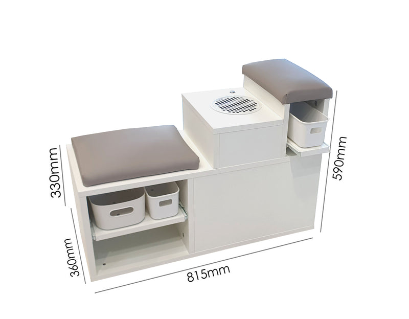 POSTAZIONE ASPIRANTE PEDICURE LARGE dettaglio misure, Tavoli STARTER SNC - Nail Store - Treviso - Veneto