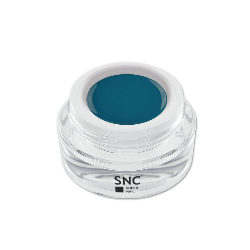 Foto di color gel Ottanio in barattolino di vetro da 5ml con sfondo bianco, marchio SNC Super Nail Center