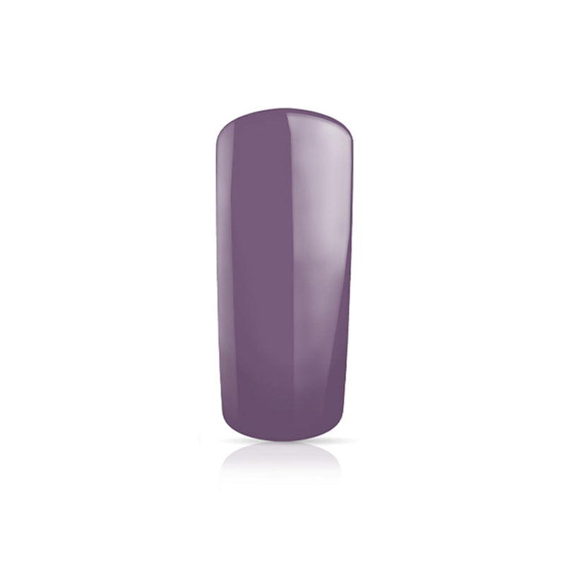 Foto di unghia dipinta con Smalto UV-LED semipermanente polishgel colore Muddy viola chiaro con sfondo bianco, marchio SNC Super Nail Center