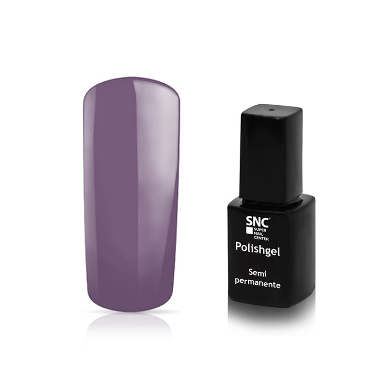 Foto di Smalto UV-LED semipermanente polishgel colore Muddy viola chiaro con sfondo bianco, marchio SNC Super Nail Center