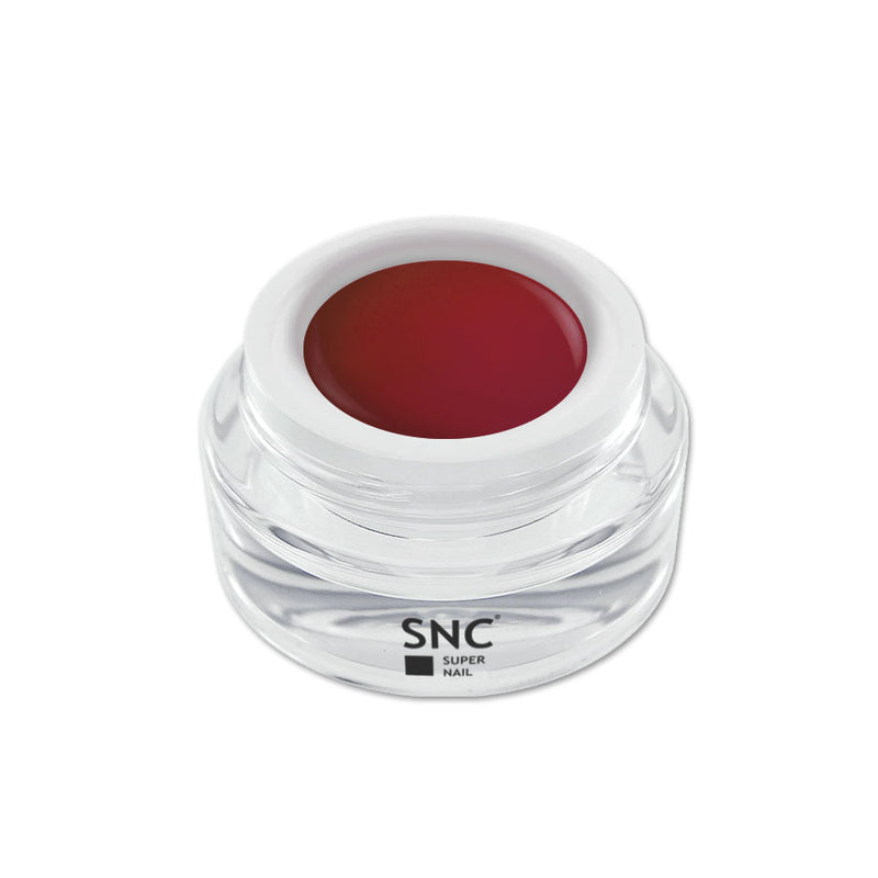 Foto di color gel Rosso Scuro in barattolino di vetro da 5ml con sfondo bianco, marchio SNC Super Nail Center