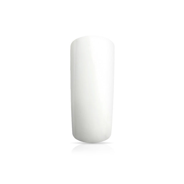 Foto di unghia dipinta con Smalto UV-LED semipermanente Extreme lack colore Snow White, bianco gesso, con sfondo bianco, marchio SNC Super Nail Center