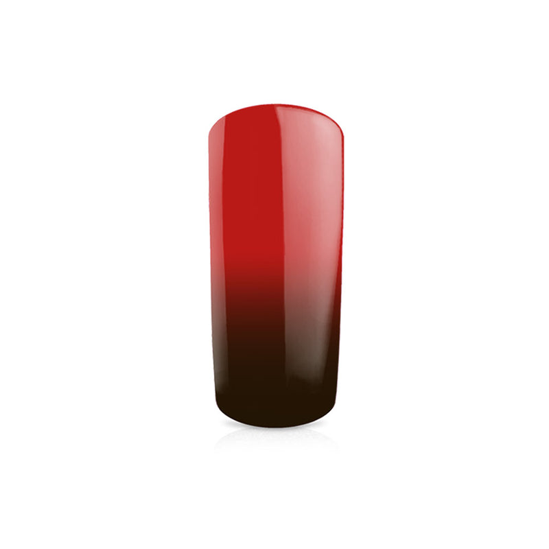 Foto di unghia dipinta con Smalto Termico UV/LED semipermanente colore Marrone-Rosso con sfondo bianco, marchio SNC Super Nail Center
