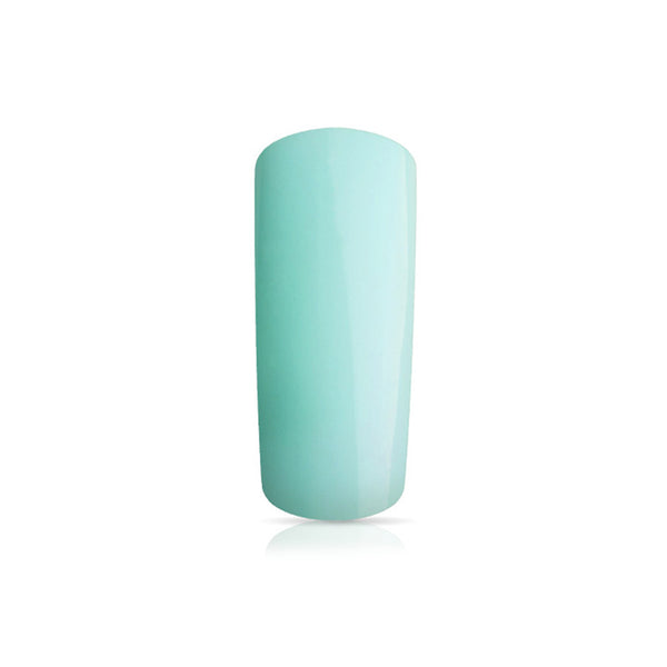 Foto di unghia dipinta con Smalto UV-LED semipermanente Extreme lack colore Turchese, azzurro-verde tiffany con sfondo bianco, marchio SNC Super Nail Center