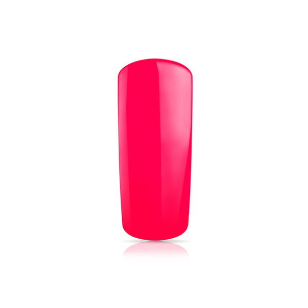 Foto di unghia dipinta con Smalto UV-LED semipermanente polishgel colore Neon pink rosa fluo con sfondo bianco, marchio SNC Super Nail Center