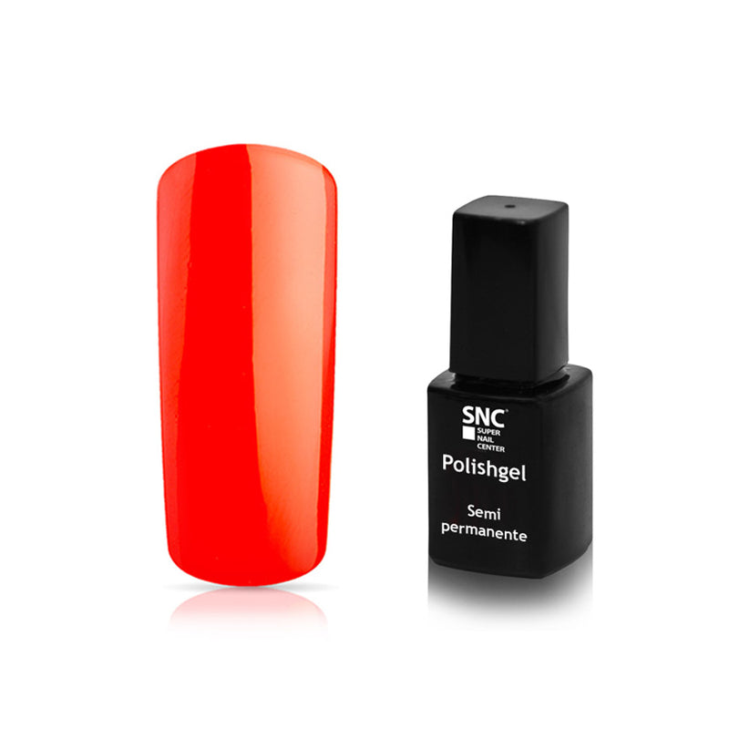 Foto di Smalto UV-LED semipermanente Extreme lack colore Neon Rosso, rosso fluo con sfondo bianco, marchio SNC Super Nail Center