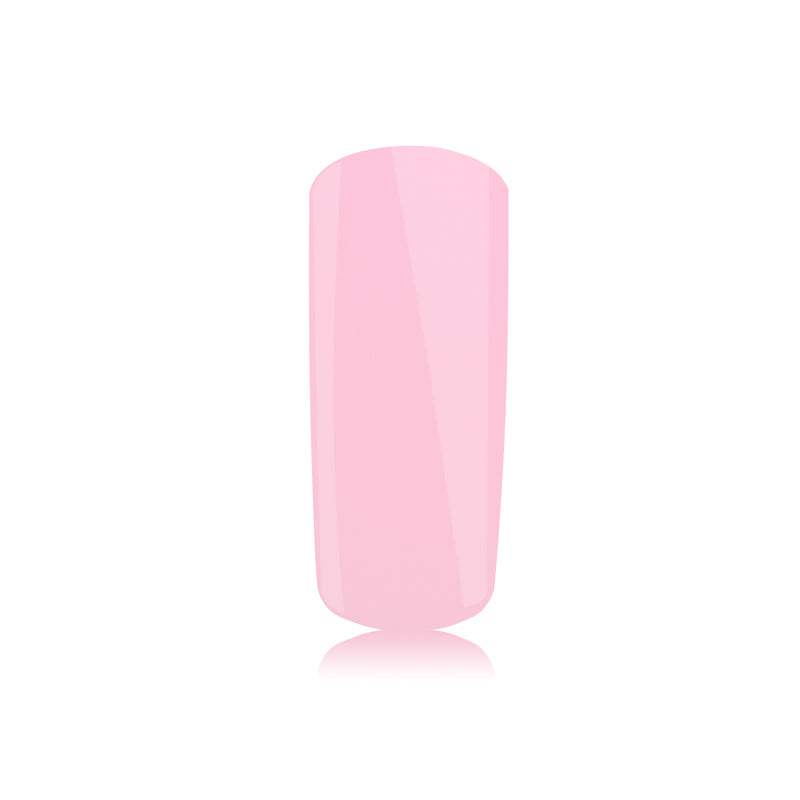 Foto di unghia dipinta con Smalto UV-LED semipermanente colore Amour rosa chiaro  con sfondo bianco, marchio SNC Super Nail Center