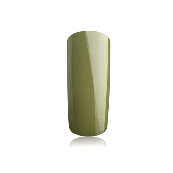 Foto di unghia dipinta con Smalto UV-LED semipermanente colore Army Green con sfondo bianco, marchio SNC Super Nail Center