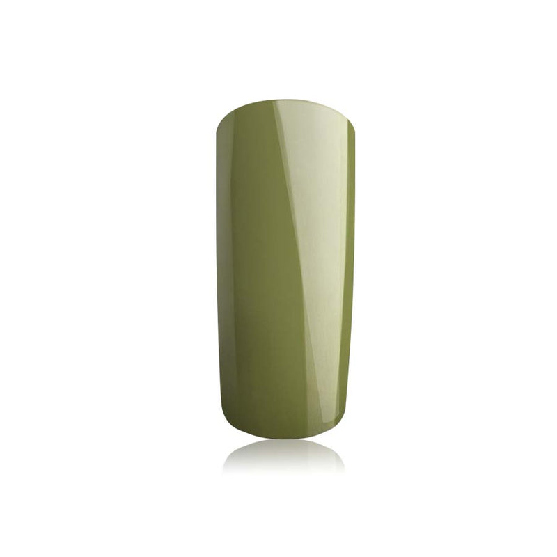 Foto di unghia dipinta con Smalto UV-LED semipermanente colore Army Green con sfondo bianco, marchio SNC Super Nail Center
