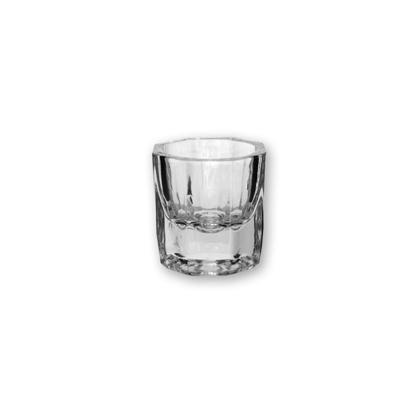 Foto di Bicchierino in vetro per liquido acrygel o monomero con sfondo bianco, marchio SNC Super Nail Center