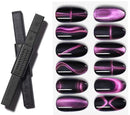 Foto di magnete cat eye colore nero con unghie di esempio con sfondo bianco, marchio SNC Super Nail Center