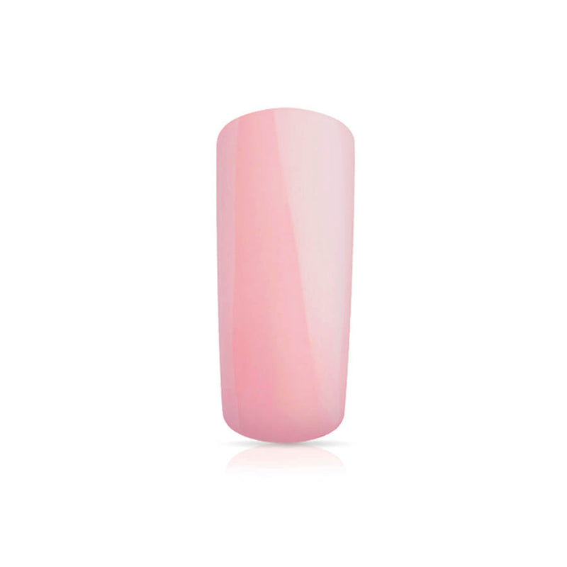 Foto di unghia dipinta con Smalto UV-LED semipermanente Extreme lack colore Cipria, rosa chiaro con sfondo bianco, marchio SNC Super Nail Center