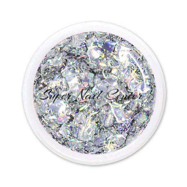 Foto di crisp color gel argento da 5ml con sfondo bianco, marchio SNC Super Nail Center