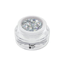 Foto di crisp color gel argento in barattolino di vetro da 5ml con sfondo bianco, marchio SNC Super Nail Center