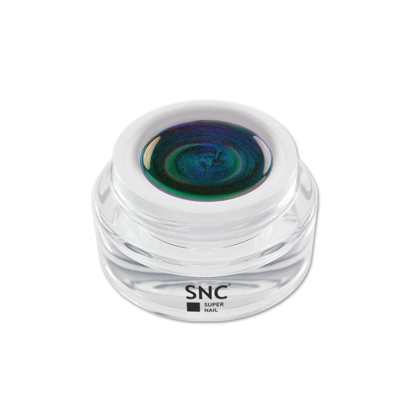 Foto di effekt color gel Silver Verde in barattolino di vetro da 5ml con sfondo bianco, marchio SNC Super Nail Center