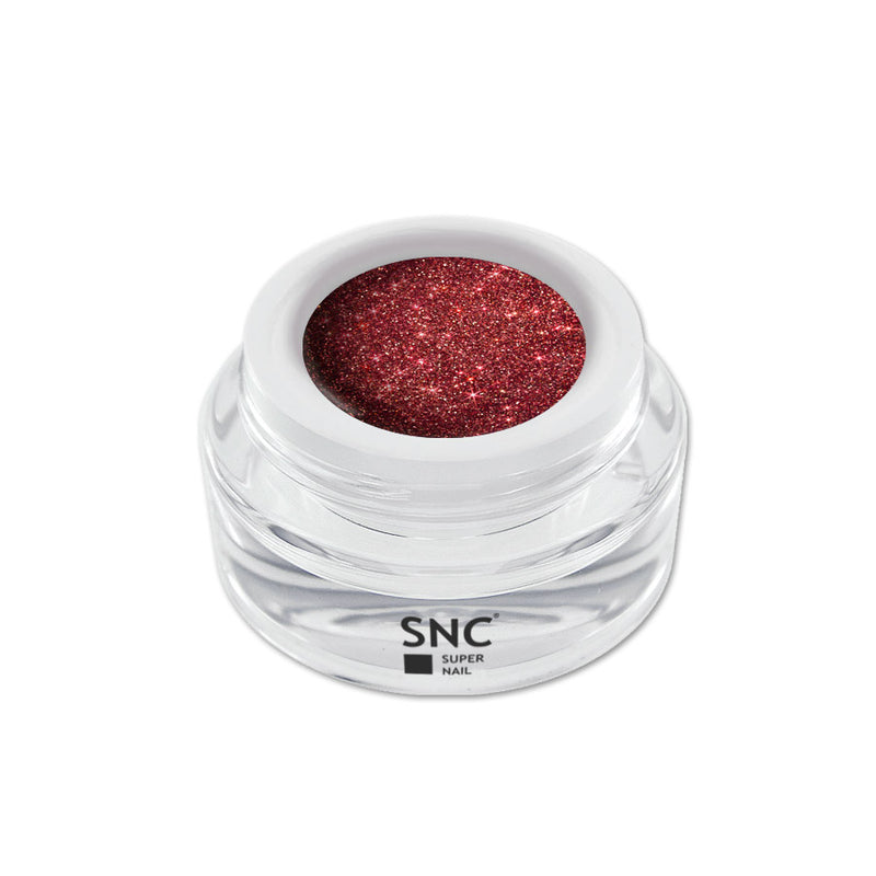 Foto di glitter color gel Rosso Vino in barattolino di vetro da 5ml con sfondo bianco, marchio SNC Super Nail Center