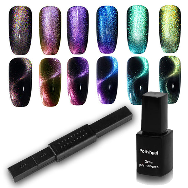 Foto di kit cat eye più magnete nero con sfondo bianco, marchio SNC Super Nail Center