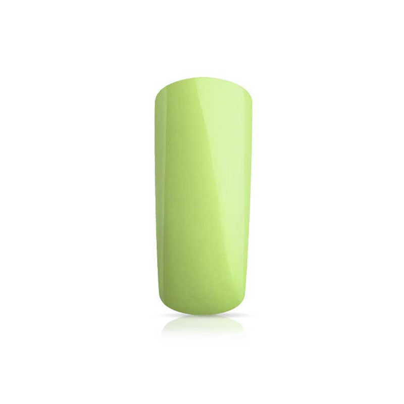Foto di unghia dipinta con Smalto UV-LED semipermanente polishgel colore Lime verde acido con sfondo bianco, marchio SNC Super Nail Center