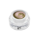 Foto di metallic color gel Antique Gold in barattolino di vetro da 5ml con sfondo bianco, marchio SNC Super Nail Center