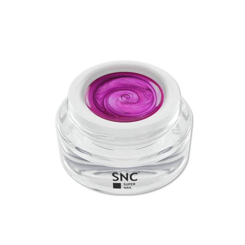 Foto di metallic color gel Cherry in barattolino di vetro da 5ml con sfondo bianco, marchio SNC Super Nail Center
