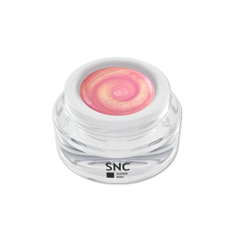 Foto di metallic color gel Rose Lumière in barattolino di vetro da 5ml con sfondo bianco, marchio SNC Super Nail Center