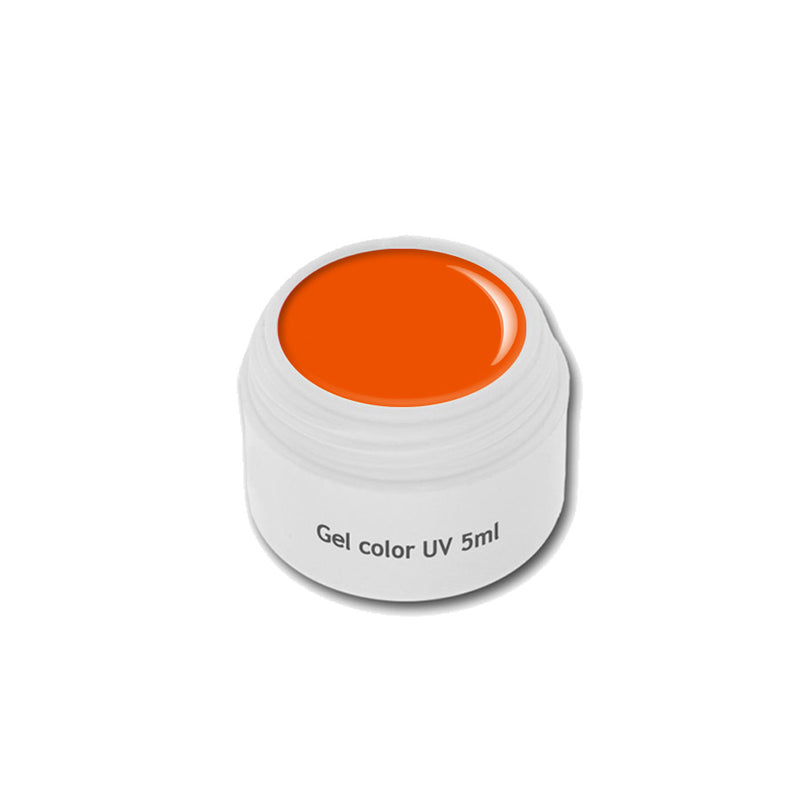 Foto di neon color gel Arancio in barattolino di vetro da 5ml con sfondo bianco, marchio SNC Super Nail Center