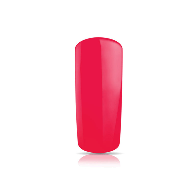 Foto di unghia dipinta con Smalto UV-LED semipermanente colore fucsia Neon Magenta con sfondo bianco, marchio SNC Super Nail Center