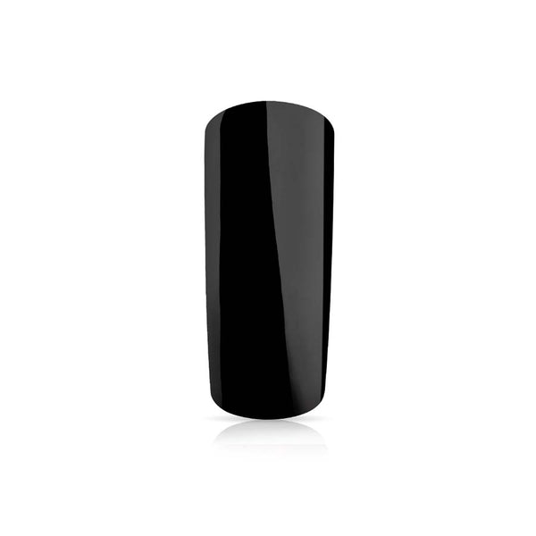 Foto di unghia dipinta con Smalto UV-LED semipermanente polishgel colore Nero con sfondo bianco, marchio SNC Super Nail Center