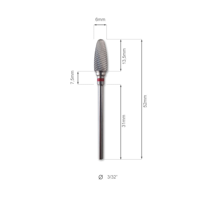 Specifiche e dettagli PUNTA professionale  CARBURO DI TUNGSTENO CARBIDE FLAME MEDIO-FINE, frese, punte e cilindrini unghie gel. acrygel ed acrilico, marchio SNC Super Nail Center