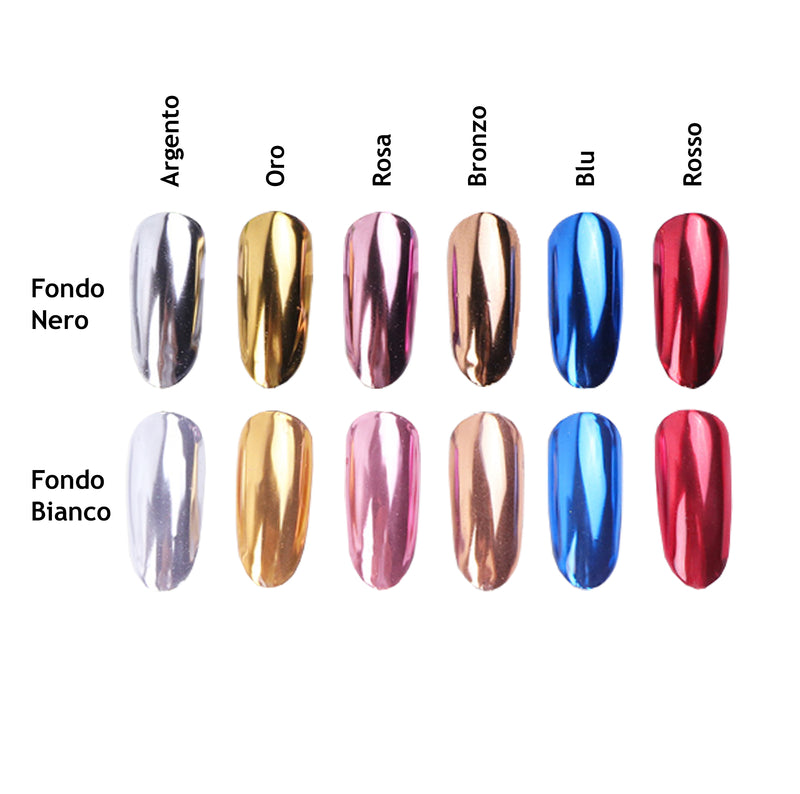 POLVERE SPECCHIO IN DIVERSI COLORI, Nail Art, Polver mirror, SNC - Super Nail Store