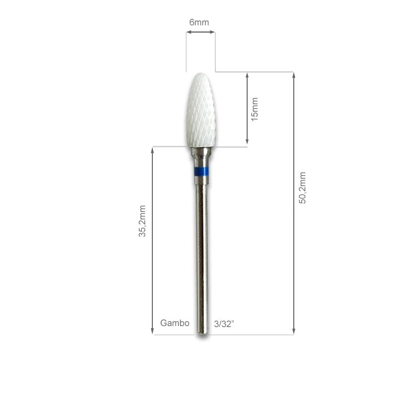 Specifiche e dettagli PUNTA PROFESSIONALE CERAMICA FLAME - BLU, frese, punte e cilindrini unghie gel. acrygel ed acrilico, marchio SNC Super Nail Center