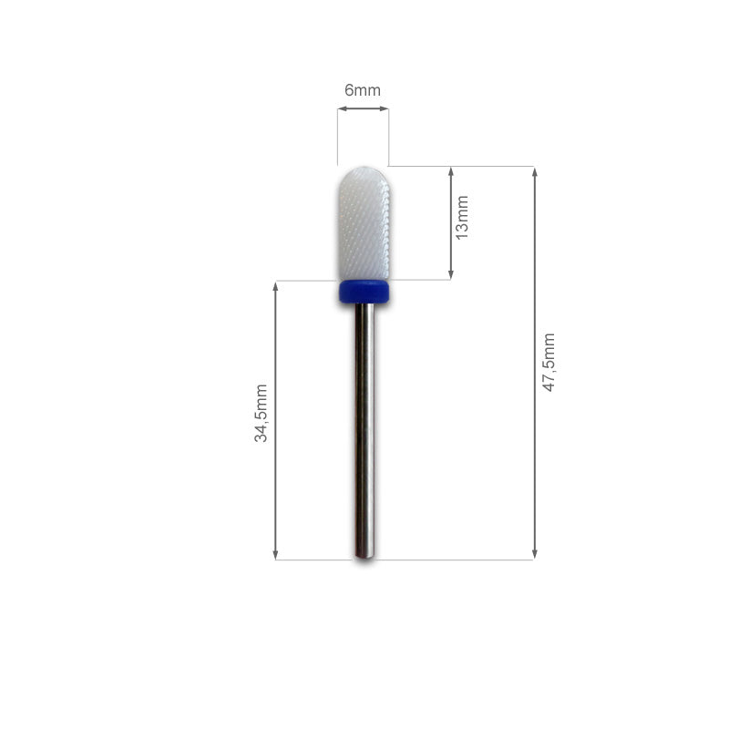 Specifiche e dettagli PUNTA PROFESSIONALE CERAMICA CILINDRICA STONDATA, frese, punte e cilindrini unghie gel. acrygel ed acrilico, marchio SNC Super Nail Center