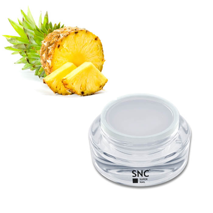 Foto di sigillante UV finale al profumo di Ananas da 15ml con sfondo bianco, marchio SNC Super Nail Center